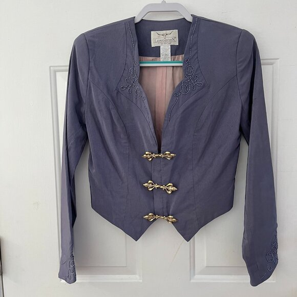 Longhorn Apparel Jackets & Blazers - Vintage Longhorn Purple Embroidery Gold-Tone Scroll Claps Western Jacket Sz Med
